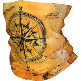 Resim 1pc Moda Pusula Baskılı Şal - Polyester ve Elastan Örme Boyun Yüz Maskesi Erkekler için 