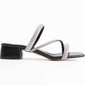 Resim TRENDELLA Tanya Siyah Kadın Taşlı Terlik 