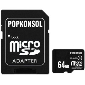 Resim POPKONSOL 64 GB Hafıza Kartı Class 10 Yüksek Hızlı Kart High Speed 