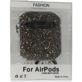 Resim İlkyaz Fashion Apple Airpods 2 (2.nesil) Mira Taşlı Kılıf - Siyah 