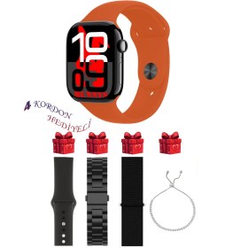 Resim General Mobile Gm 20 Uyumlu Turuncu Akıllı Saat Watch 10 Mini Kordon Hediyeli Amoled Ekran 41MM 