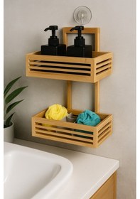 Resim Vıchy Bambu Banyo Askısı Br-6703 2 Katlı Kancalı X4 Ahşap 