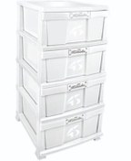 Resim Genel Markalar Büyük Boy Düz Beyaz Plastik Çekmeceli 4 Katlı Sebzelik Komidin Şifonyer Mutfak Dolabı 