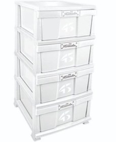 Resim Genel Markalar Büyük Boy Düz Beyaz Plastik Çekmeceli 4 Katlı Sebzelik Komidin Şifonyer Mutfak Dolabı 