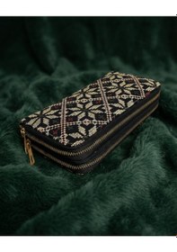 Resim Zaytoon Filistin Geleneksel Gold Nakışlı Çift Fermuarlı Kadın Büyük Cüzdeni 20x10 Cm A100028 Gold 