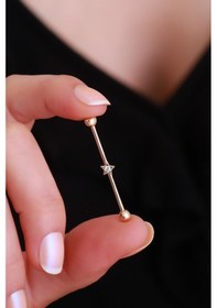 Resim 14 Ayar Altın Yıldız Industrial Piercing Sarı Altın 