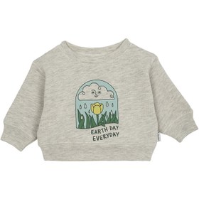 Resim "Earth Day" Baskılı Sweatshirt - BEBEK / Gri / 0-3 Ay 