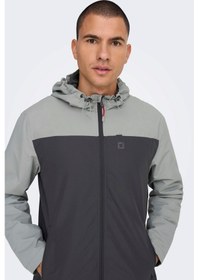 Resim Only & Sons Erkek Onsmack Su Geçirmez Kapüşonlu Ceket 22024207 Gr Gri 