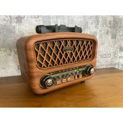 Resim Renkli Eskitme Nostalji Tasarımlı Bluetooth Radyo Fm-Sd-Aux 1965A 