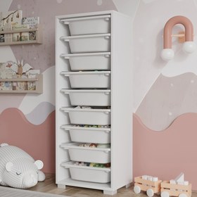 Resim Sezeray Renzo 9 Sepetli Oyuncak Dolabı Beyaz 