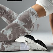Resim Kadınlar İçin Beli Yüksek Yoga Taytı - Karın Kontrollü ve Kalça Kaldırıcı Tasarım, 7/8 Boy Marbled Tie-Dye Desenli, Nefes Alabilen Esnek Kumaş, Spor Salonu, Koşu, Tüm Mevsimler İçin Uygun, Şeffaf Olmayan Kumaş 