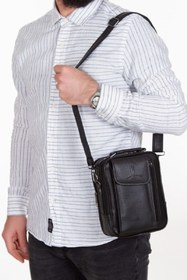 Resim CERFF LEATHER CLUP Erkek Telefon Bölmeli Çelik Kasalı El Ve Omuz Çantası Siyah (17x22 Cm) 