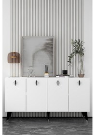 Resim 8207-32dd Kb150 Konsol, Tv Ünitesi Beyaz-siyah-gümüş Beyaz-siyah-gümüş 