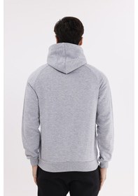 Resim Rowinger Raglan Kol Tam Fermuarlı Kordonlu Kapüşon Kanguru Cepli Süper Koton Rahat Kalıp Kapüşonlu Sweatshirt Grey 