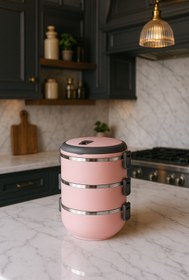 Resim Topkapı 3 Katlı Sızdırmaz Yemek Termosu Sefer Tası Tek Kişilik Hacimi Vardır 