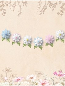 Resim Papatya Yaprak Ve Ponpon Temalı Kağıt Renkli Banner 6 Parça Tüm Yaşlar 