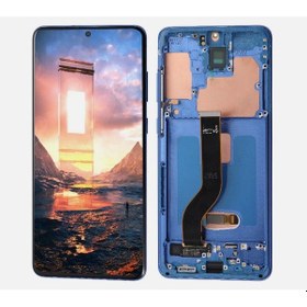 Resim Te Samsung Uyumlu S20 Plus G985 Uyumlu Çıtalı Lcd Ekran Mavi 