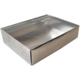Resim Asetat Kapaklı Karton Kutu 9X12X3 Cm (25 Adet) Gümüş 