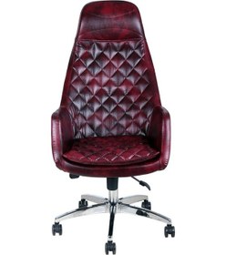 Resim Breda Kapitone Desenli Deri Makam Koltuğu Bordo 