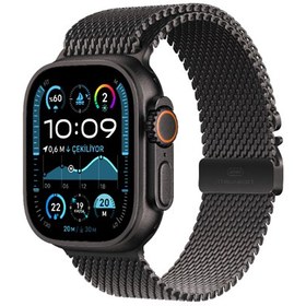 Resim Apple Watch Ultra 2 GPS + Cellular 49 mm Siyah Titanyum Kasa ve Milano Loop - Orta Boy Siyah 