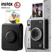 Resim Instax Mini Evo Kahverengi Fotoğraf Makinesi ve Siyah Deri Çantalı Hediye Seti 4 Fujifilm