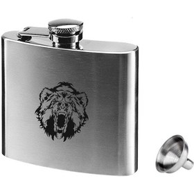 Resim Vahşi Ayı Paslanmaz Çelik Cep İçki Matara Krom 5oz 150ml 