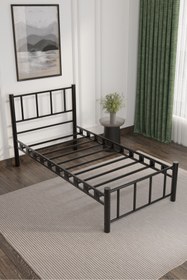 Resim ARGİMO Zambak Tek Kişilik Ferforje Metal Karyola Siyah 