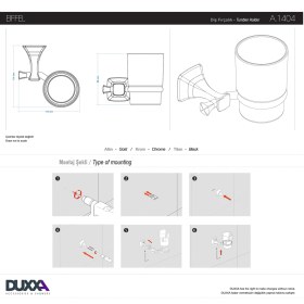 Resim Duxxa Eiffel Diş Fırçalık Mat Altın A.1404.ma Altın 