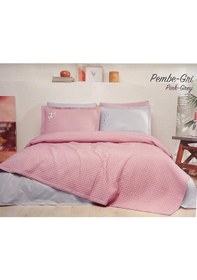 Resim Özdilek Nakışlı Waffle Tek Kişilik Pike Takımı Pembe Gri 