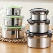 Resim 1 Set 3 Taze Tutma Kabı, Sızdırmaz, Yeniden Kullanılabilir Paslanmaz Çelik Kapaklı, Kapalı Kaplar, Taze Gıda Saklama Kutuları ve Bento Kutuları için Uygun 