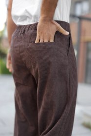 Resim Hazego Erkek Kadife Baggy Pantolon Koyu Kahverengi 