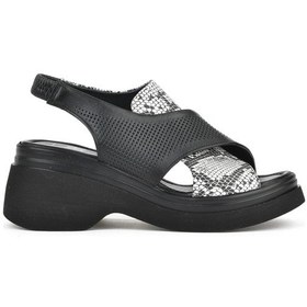 Resim Ziya, Kadın Hakiki Deri Topuklu Sandalet 151992z64001 Siyah 151992z64001 000 Siyah 