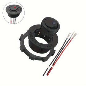 Resim 1 adet Araba 12V 3pin Yuvarlak Rocker Dot Tekne LED Işık Anahtarı SPST AÇIK/KAPALI Toggle Anahtarı tel ile 