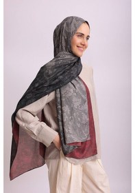 Resim Ayshara Ahenk Degrade Desenli Çift Taraflı Şal - Gri Bordo 