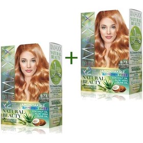 Resim 2 Paket Natural Beauty Amonyaksız Saç Boyası 8.73 Altın Karamel 