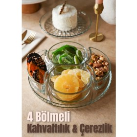 Resim Vienev 4 Bölmeli Cam Kahvaltılık - Çerezlik 