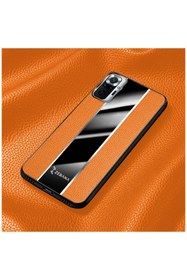 Resim Zebana Xiaomi Redmi Note 10 Pro Uyumlu Kılıf Premium Deri Kılıf Turuncu 