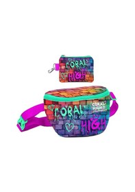 Resim Coral High Erkek Çocuk Pembe Lacivert Grafiti Desenli Bel Çantası Ve Bozuk Para Cüzdanı Set Çok Renkli 