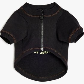 Resim Koton Bisiklet Yaka Fermuarlı Şardonlu Köpek Sweatshirtü Siyah 5wal10716ık Siyah 