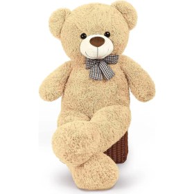 Resim 90 cm Rengarenk Papyonlu Peluş Ayıcık - % 100 Yerli 