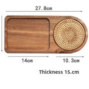 Resim Reedark Japon Stili Ahşap Tabak - Seramik Üstlü, Güneş Kahvaltısı/pastane Servisi, Klasik Rustik Tasarım, Dayanıklı Ahşap C Modeli, 182g 
