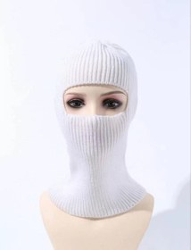 Resim Kışlık Kar Maske Dokuma Triko Bere - Beyaz 