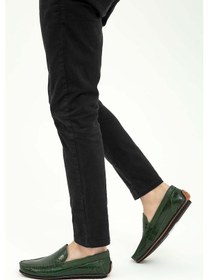 Resim Tamer Tanca Erkek Hakiki Deri Yeşil Driver Ayakkabı Yeşil 