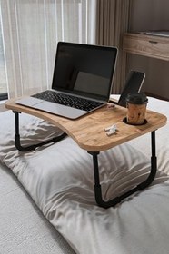 Resim Bofigo Portatif Katlanır Laptop Sehpası Tablet Telefon Tutuculu Laptop Sehpası Çam 