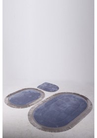 Resim Bonny Home Pera Gri 3'lü Banyo Paspası Seti Kaymaz Tabanlı Gri 