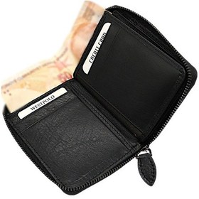 Resim Westpolo Hakiki Deri Kağıt Para Ve Bol Kart Bölmeli Fermuarlı Unisex Cüzdan - Siyah Siyah 