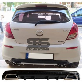 Resim Hyundai İ20 Difüzör Arka Tampon Eki 2 Egzoz Çıkışlı Siyah Lüx Tip 
