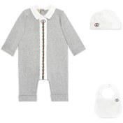 Resim Gri logolu Unisex Bebek 3lü Set 