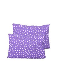 Resim 2'li Ranforce Pamuk Standart Yastık Kılıfı Mor Yıldız 