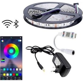 Resim Dora Led Rgb Şerit LED ve Kumandalı (5050 1m/60 Ledli 3 Çipli ) 5 Metre-Bluetooth Kumanda 